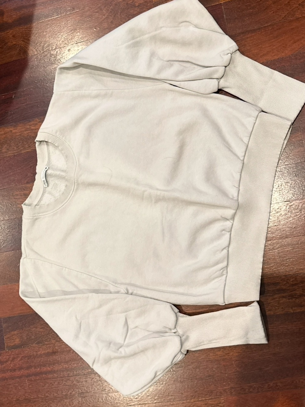 Zara Light Cream Puff-Sleeve Sweatshirt